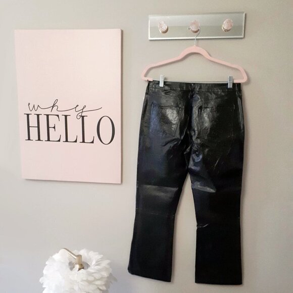 NWOT J Brand patent black lambskin leather cropped trousers, 29 - Picture 13 of 16